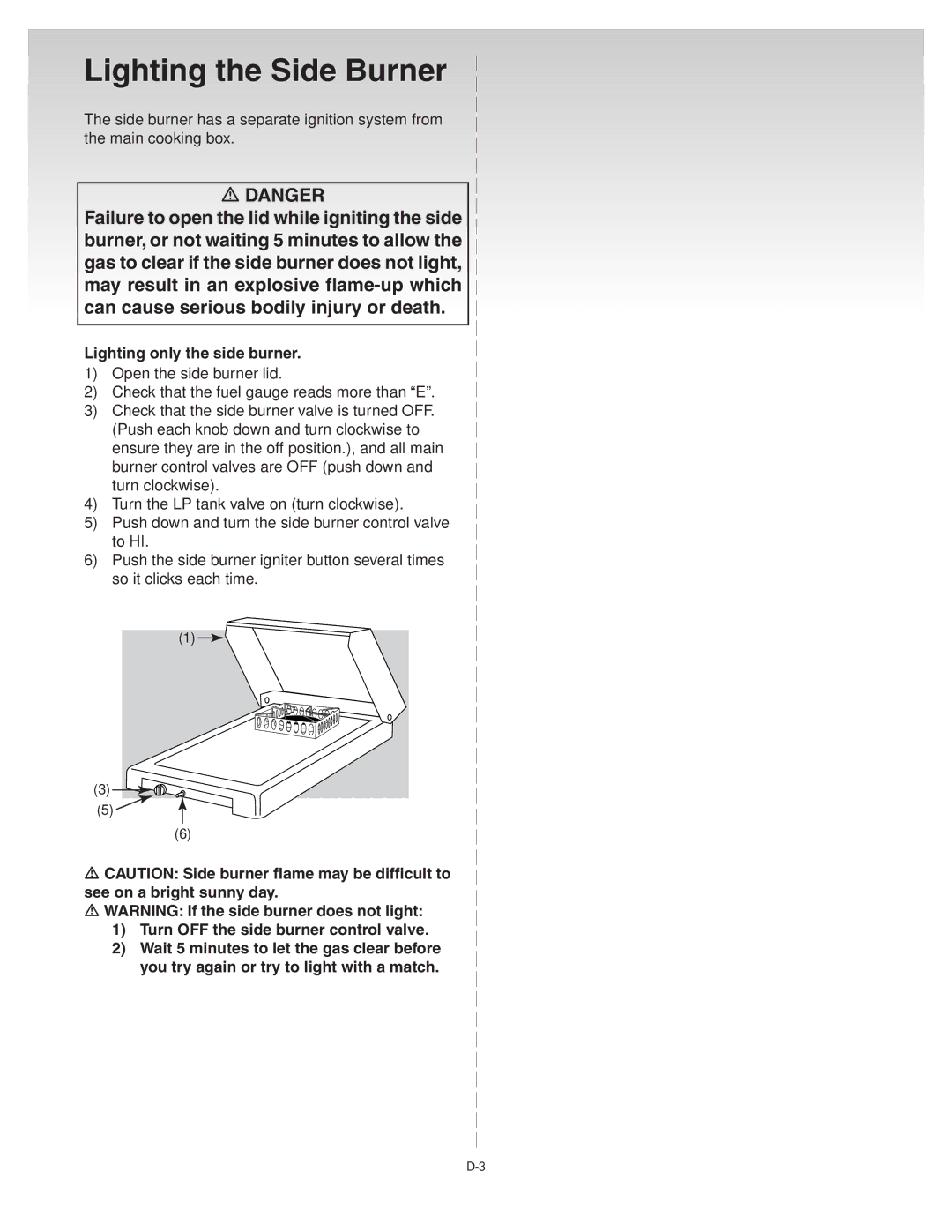 Weber 41081 manual Lighting the Side Burner, Lighting only the side burner 