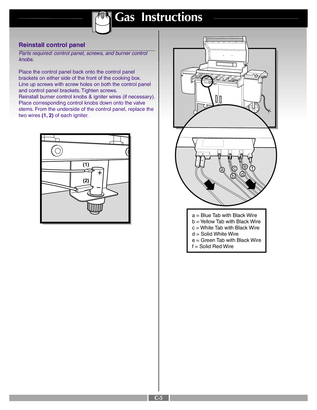 Weber 41995 manual Gas Instructions 