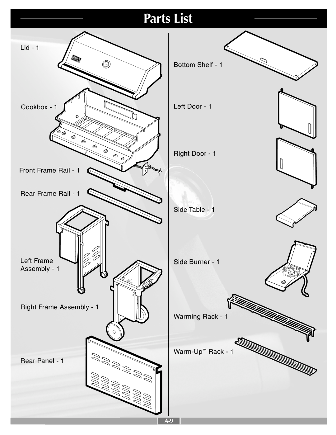 Weber 41995 manual Parts List 