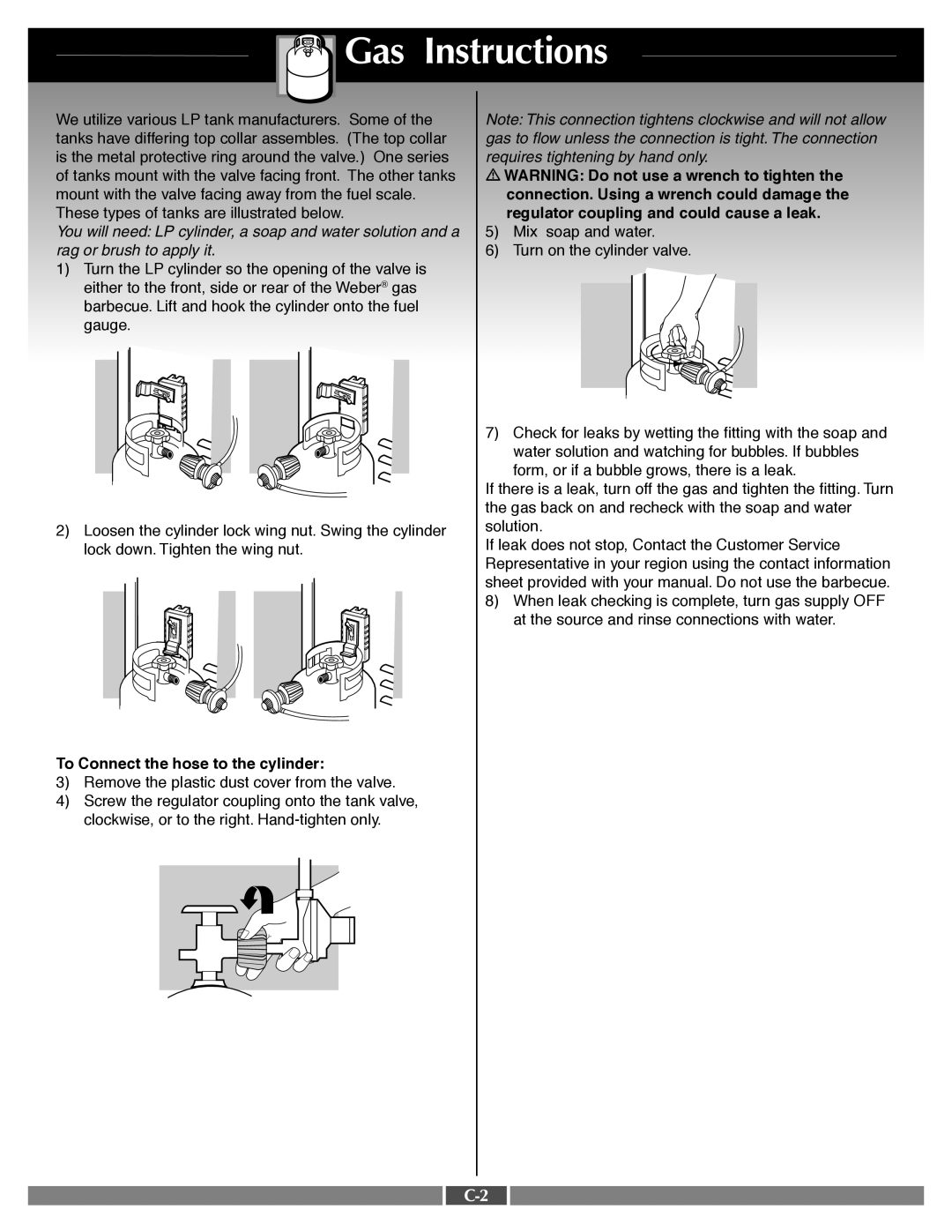 Weber 41995 manual Connection. Using a wrench could damage 