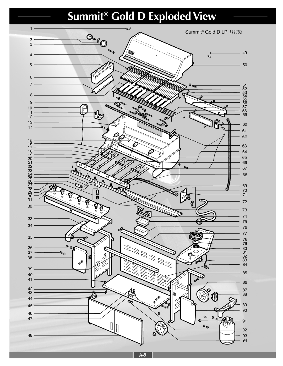 Weber 41995 manual Summit Gold D Exploded View 