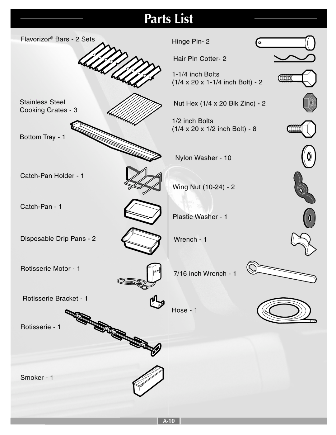 Weber 41996 manual Parts List 