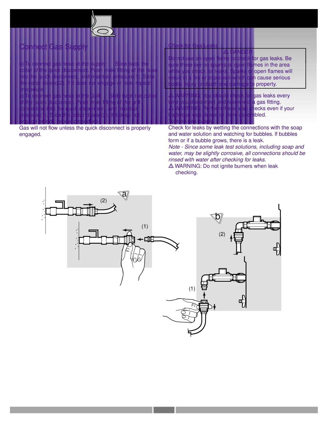 Weber 41996 manual Gas Instructions, Connect Gas Supply 