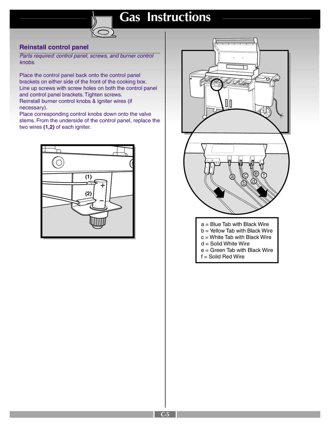 Weber 41996 manual Reinstall control panel 