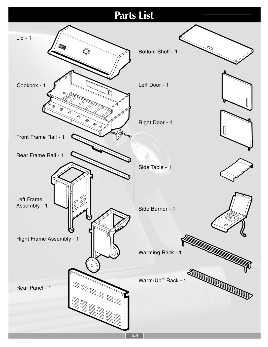 Weber 41996 manual Parts List 