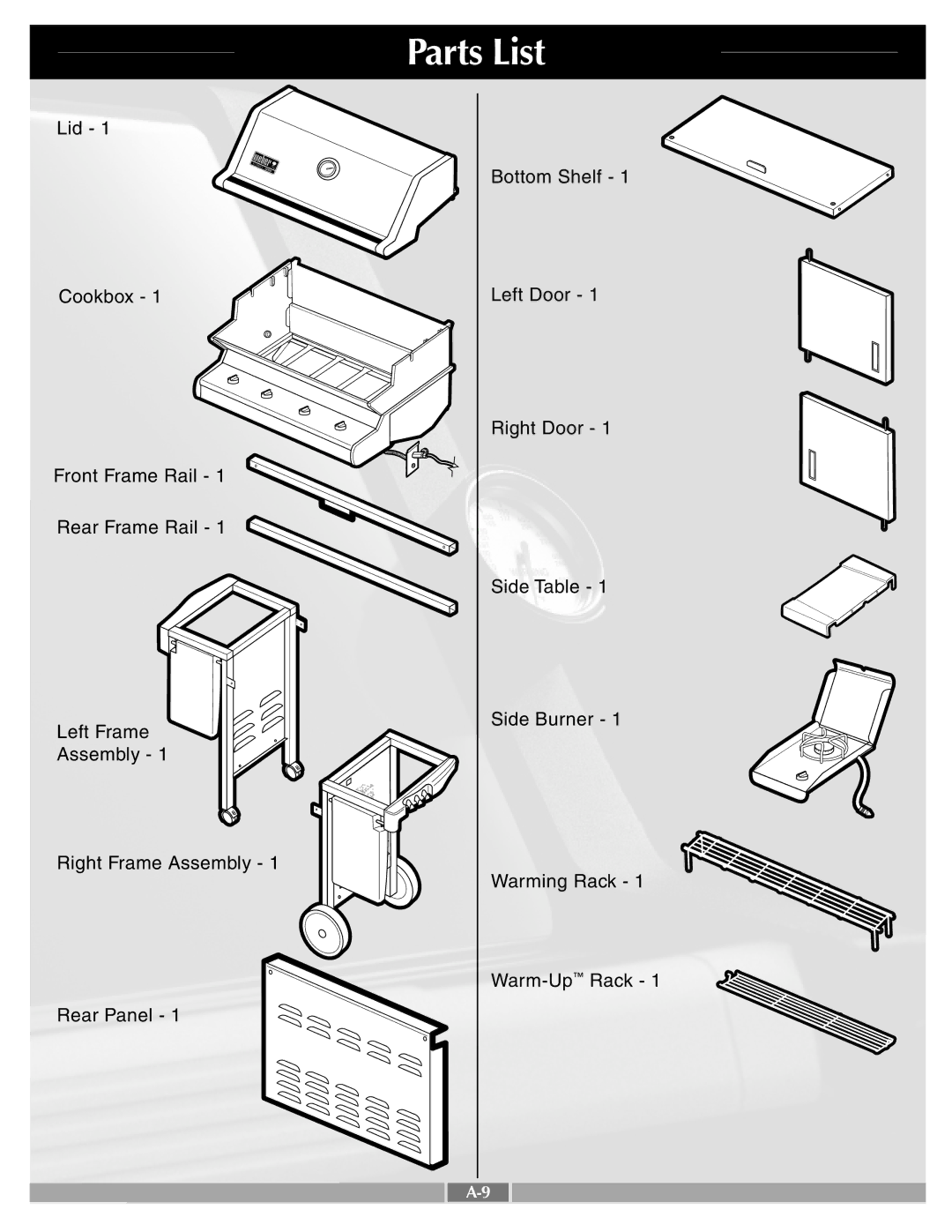 Weber 42092 manual Parts List 