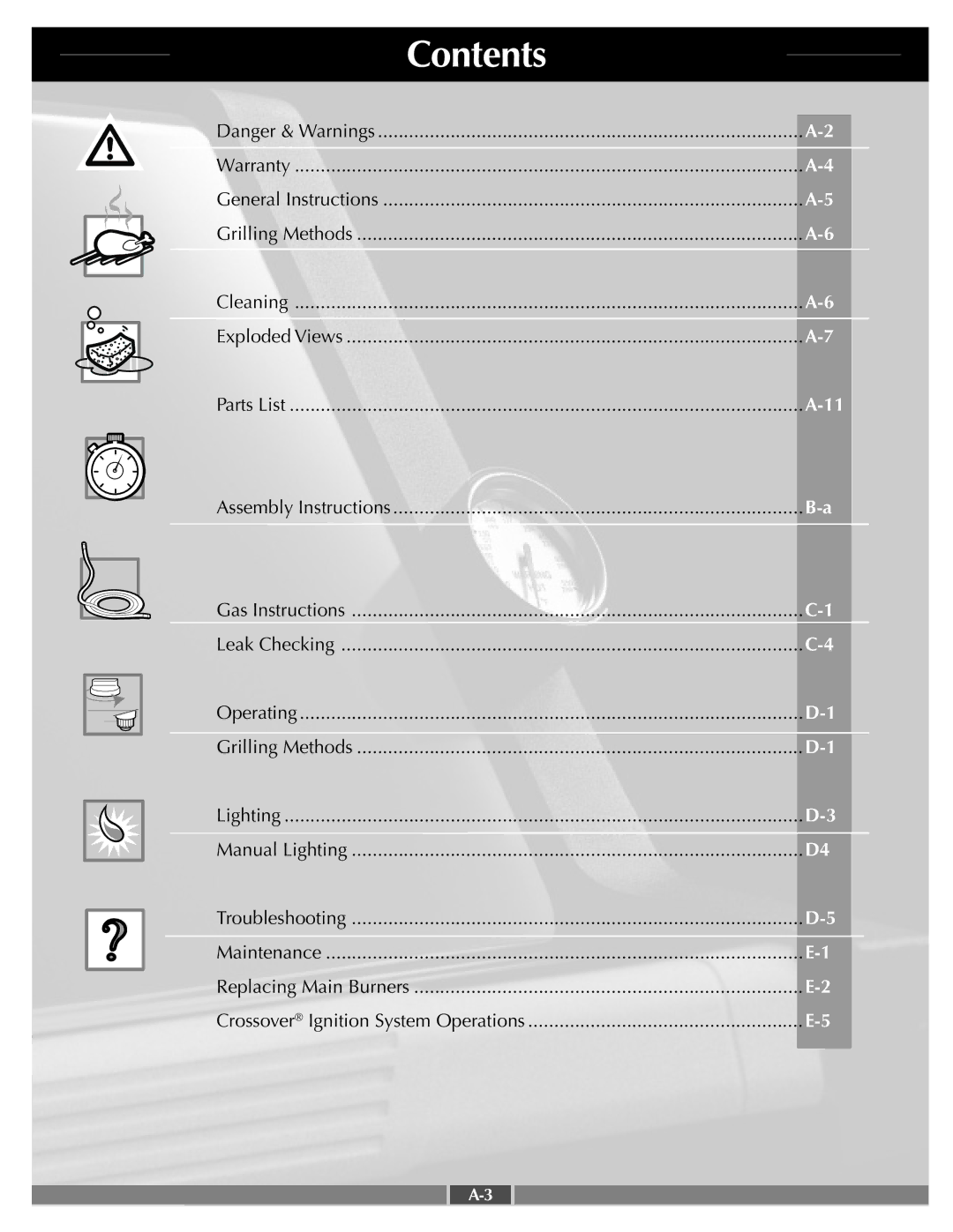 Weber 42095 manual Contents 