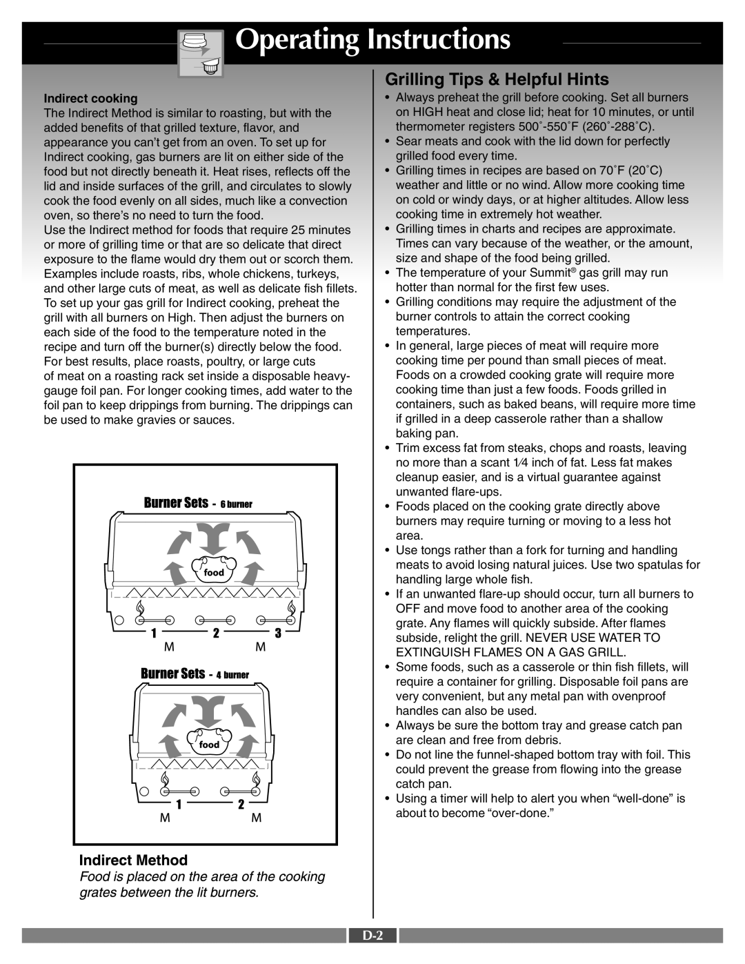 Weber 42095 manual Operating Instructions, Indirect cooking 