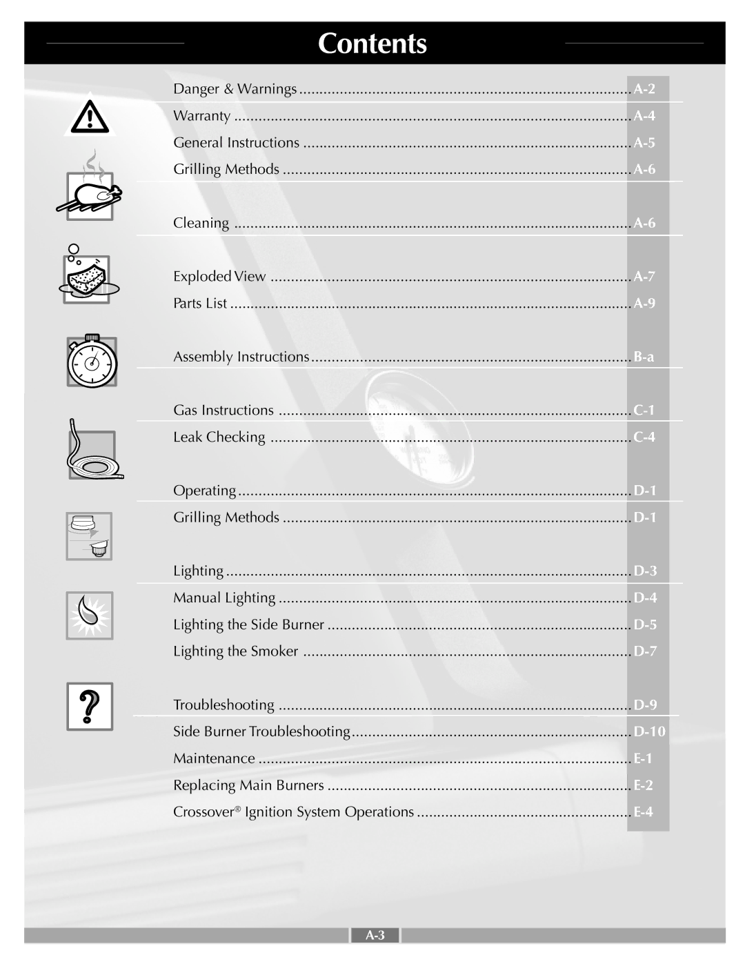 Weber 42097 manual Contents 