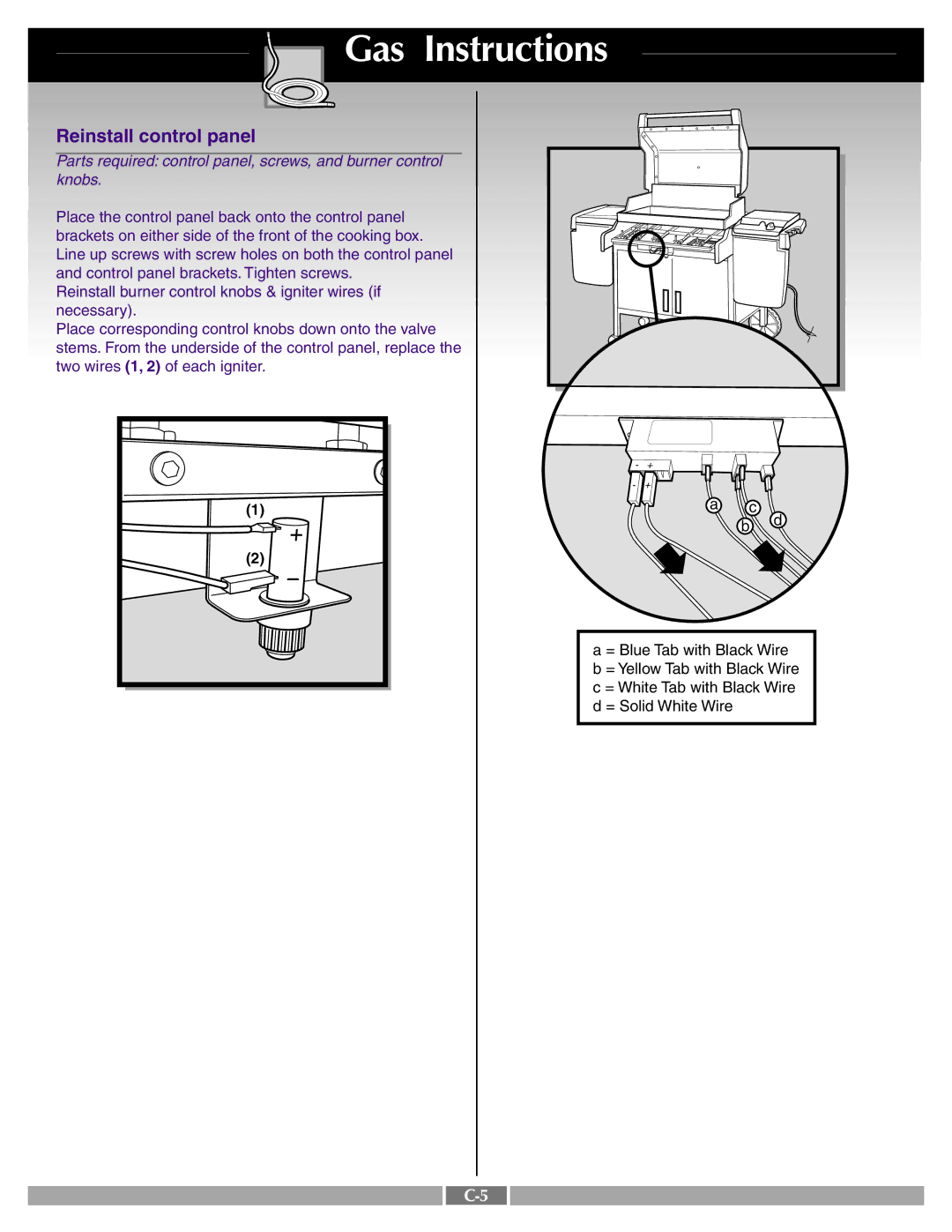 Weber 42097 manual Reinstall control panel 