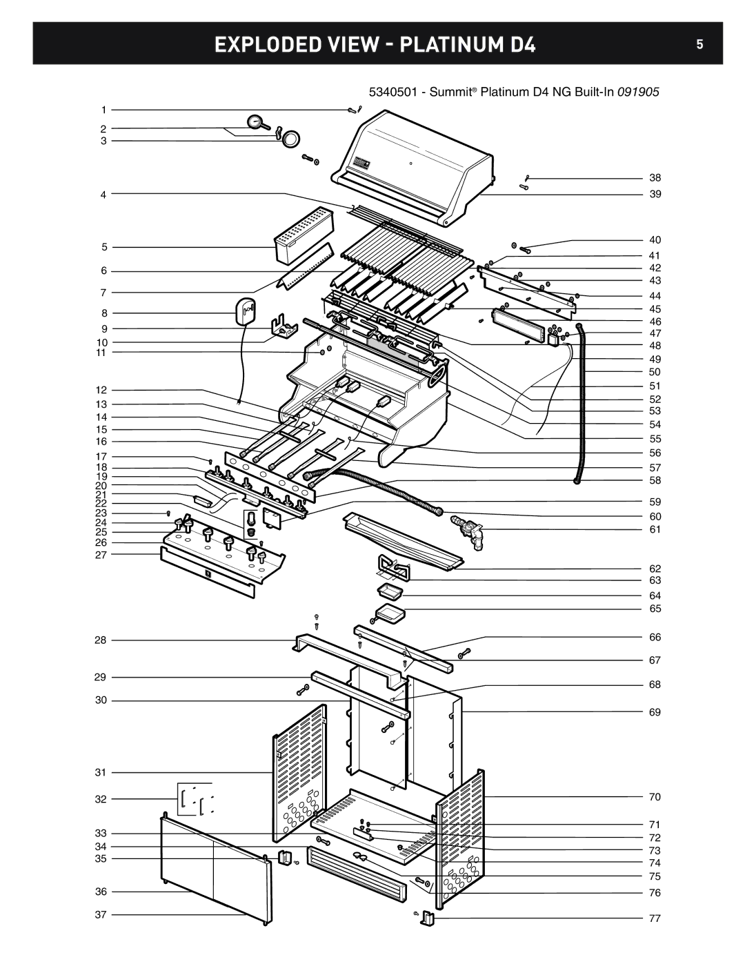 Weber 42370 dimensions Exploded View Platinum D4 