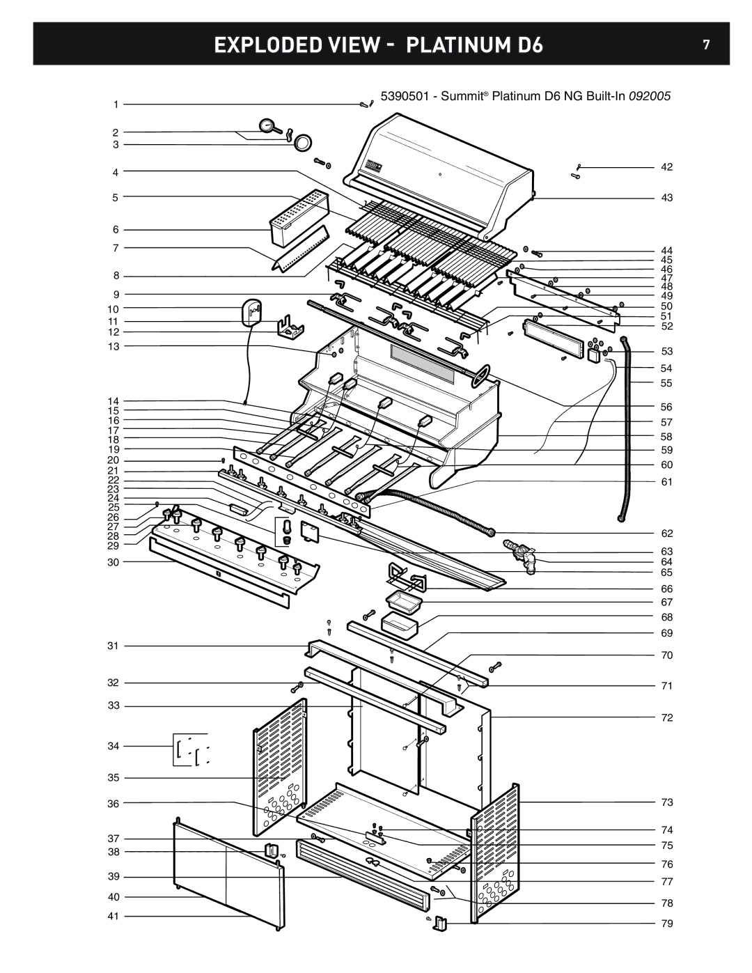 Weber 42370 dimensions Exploded View Platinum D6 