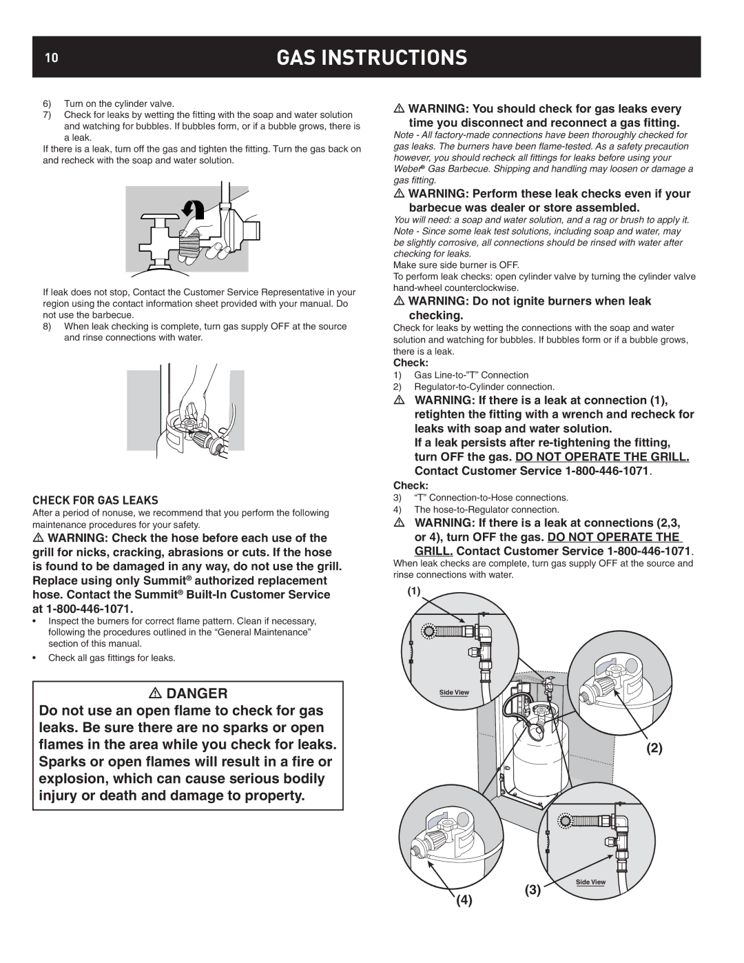 Weber 42390 manual Check for GAS Leaks 