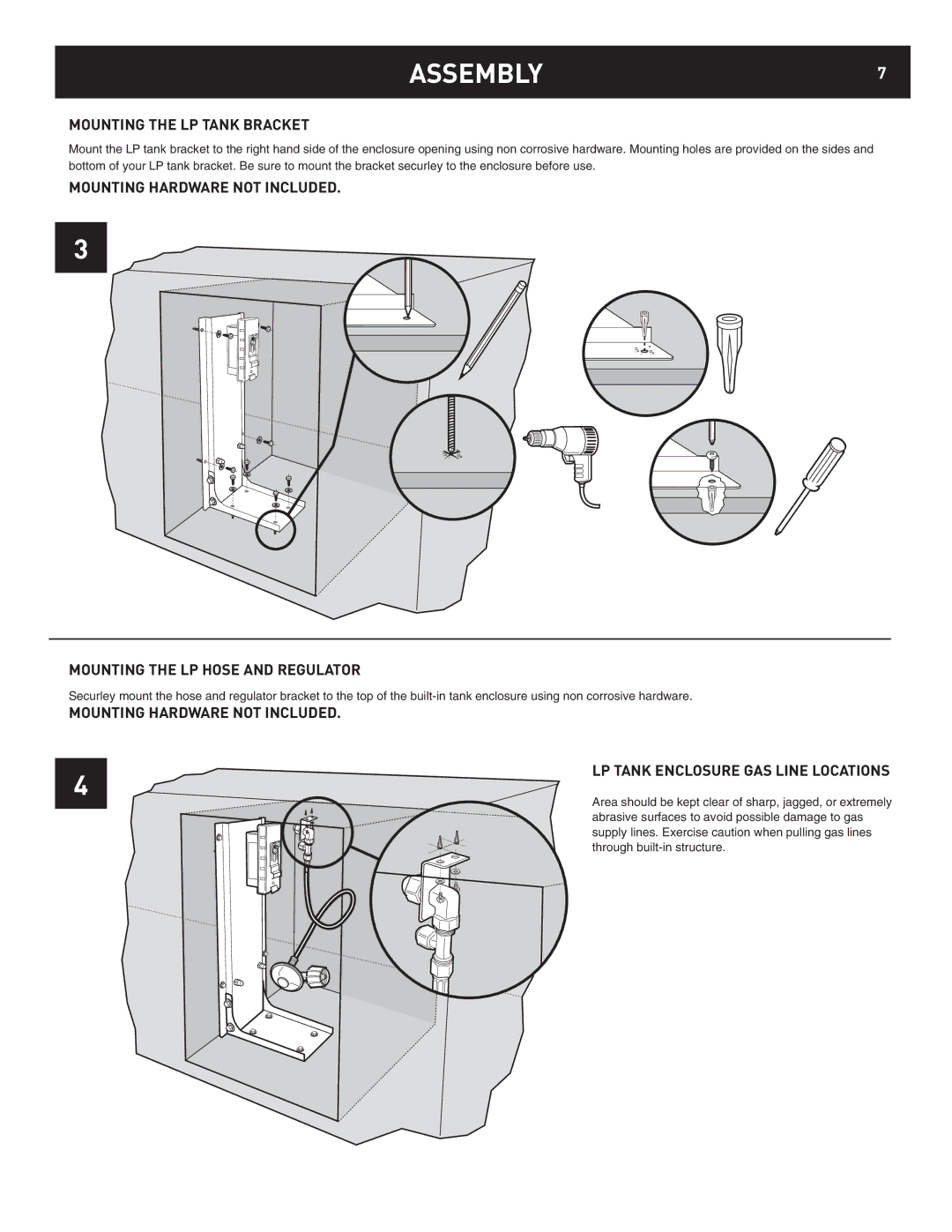 Weber 42390 manual ASSEMBLY7, Mounting the LP Tank Bracket 