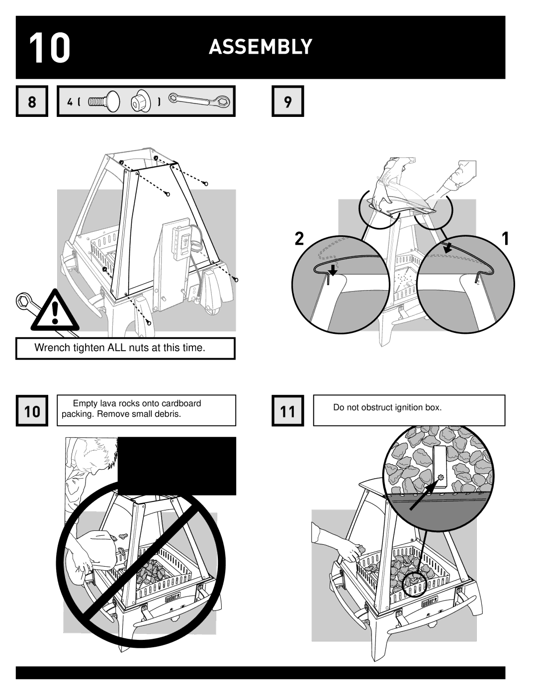 Weber #43028 manual Wrench tighten ALL nuts at this time 
