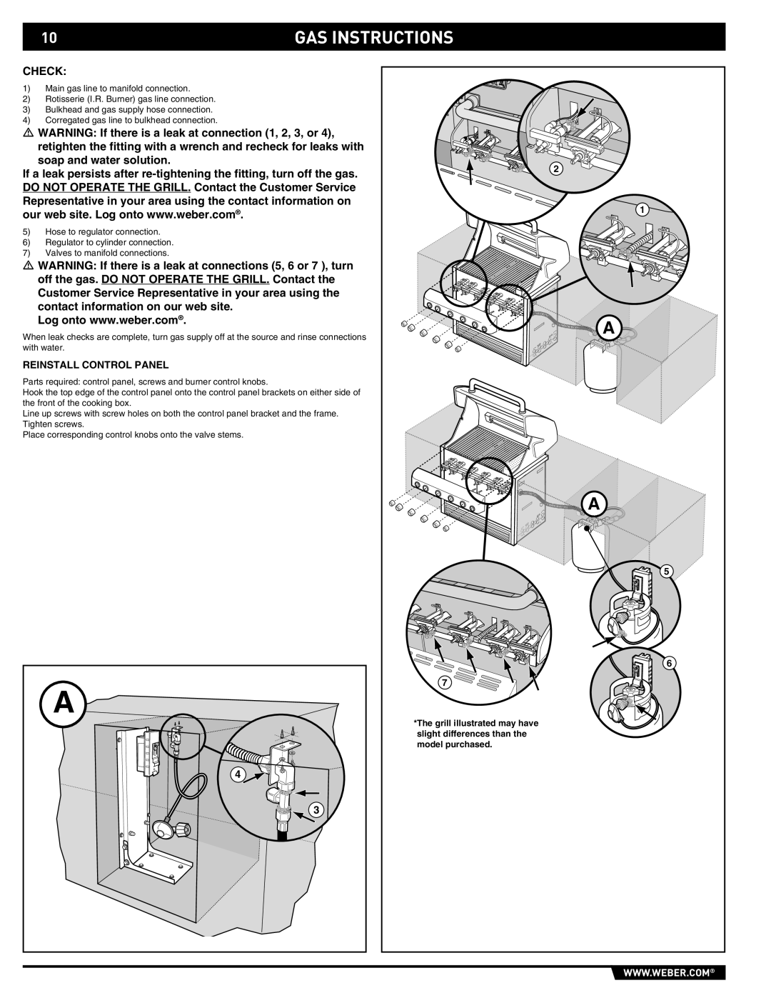 Weber 43143 manual Check, Reinstall Control Panel 