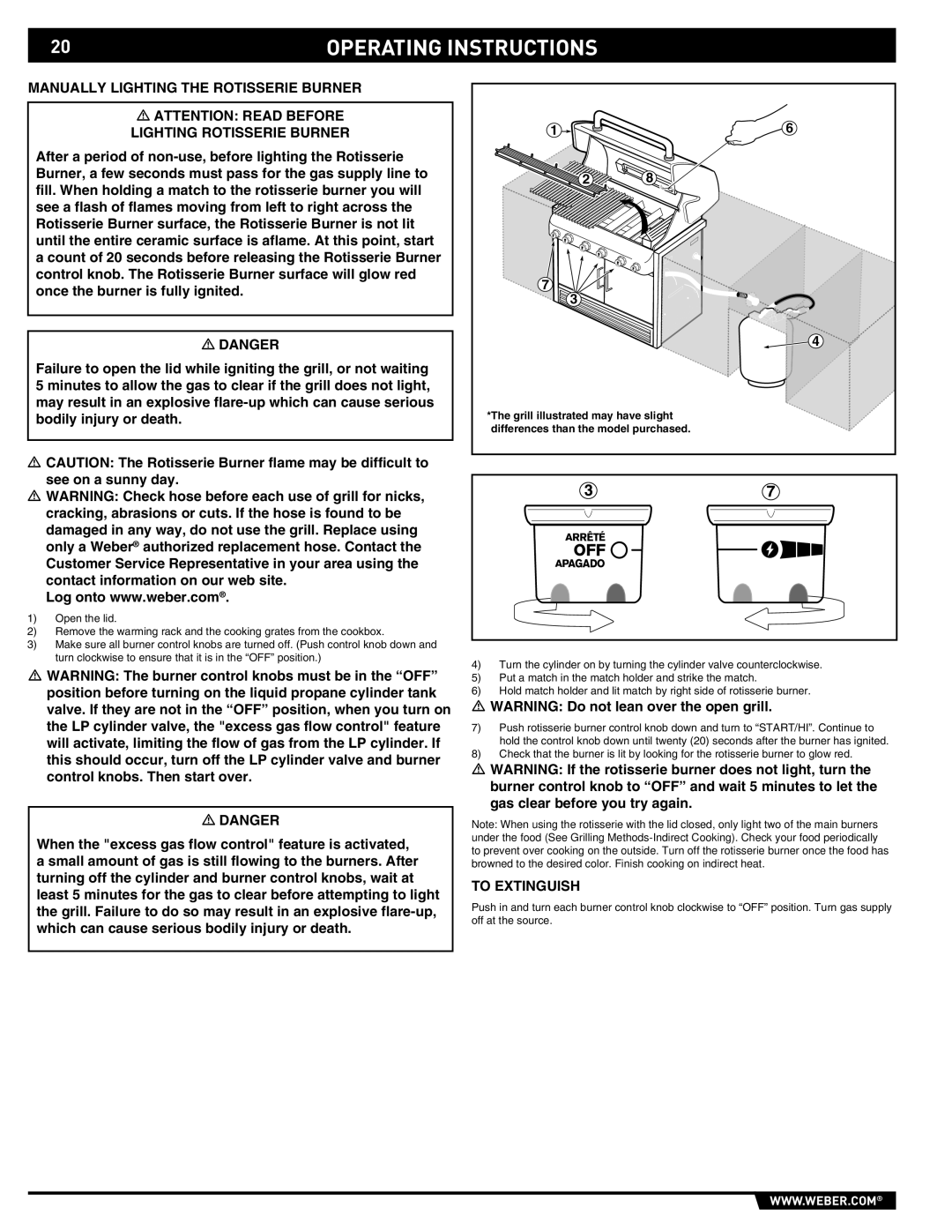 Weber 43143 manual Operating Instructions 