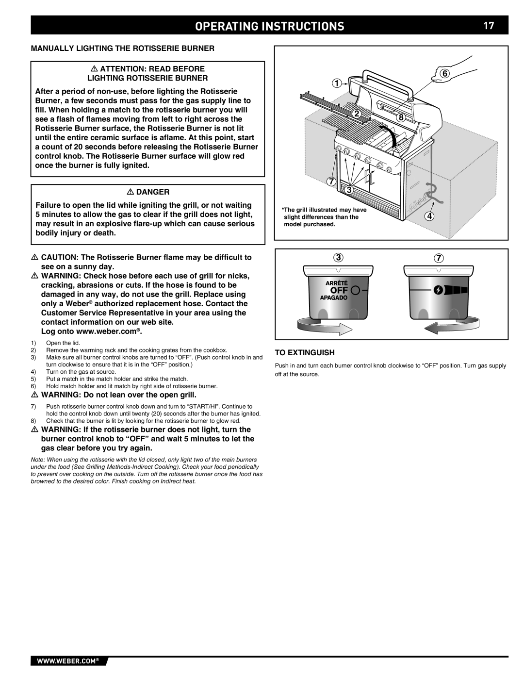 Weber 43146 manual Operating Instructions 