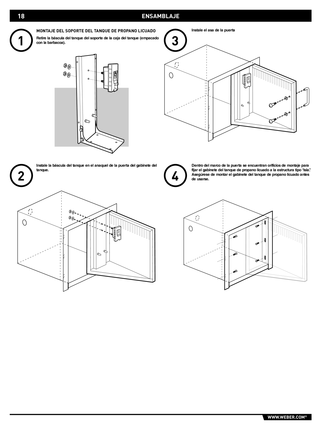 Weber 43176 manual Montaje DEL Soporte DEL Tanque DE Propano Licuado 
