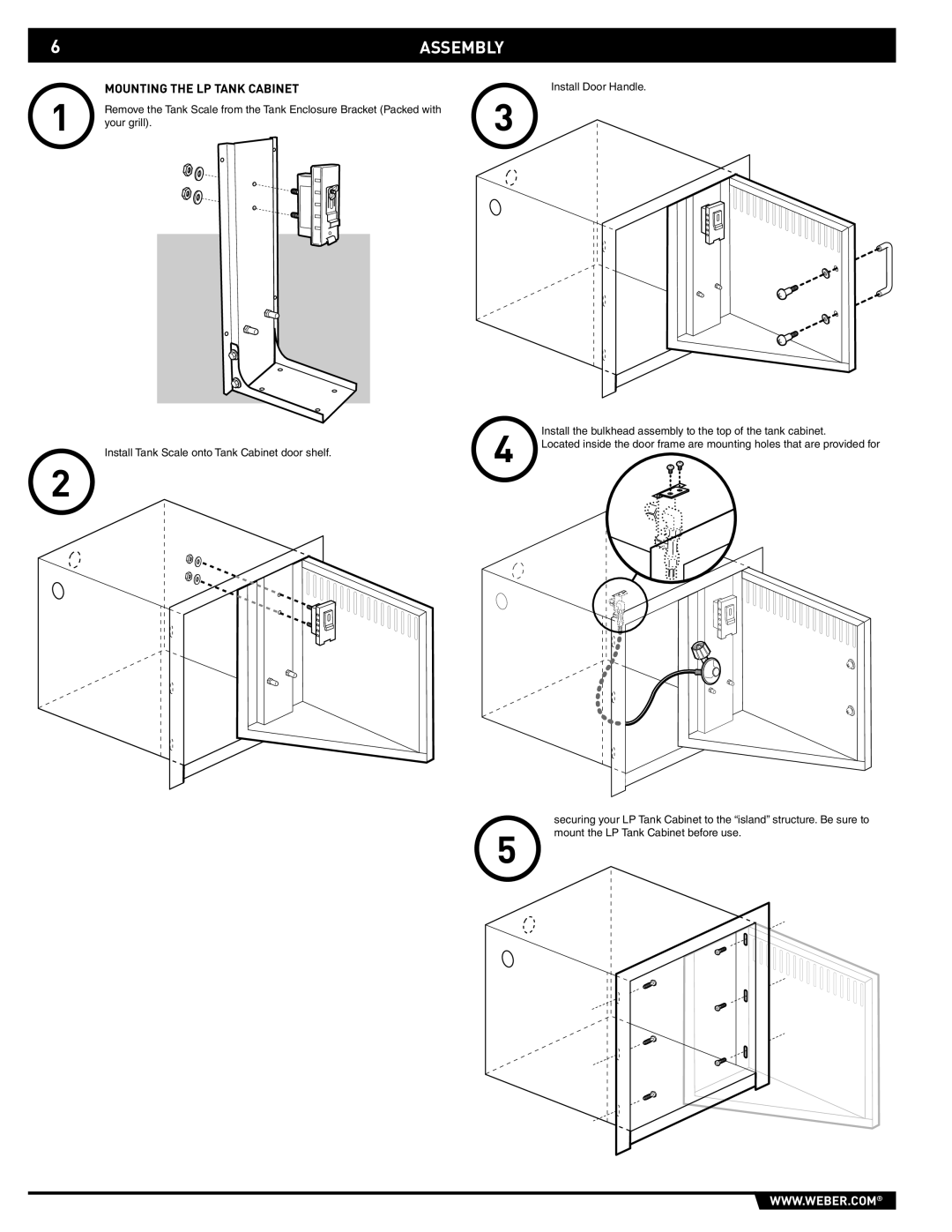 Weber 43176 manual Mounting the LP Tank Cabinet 