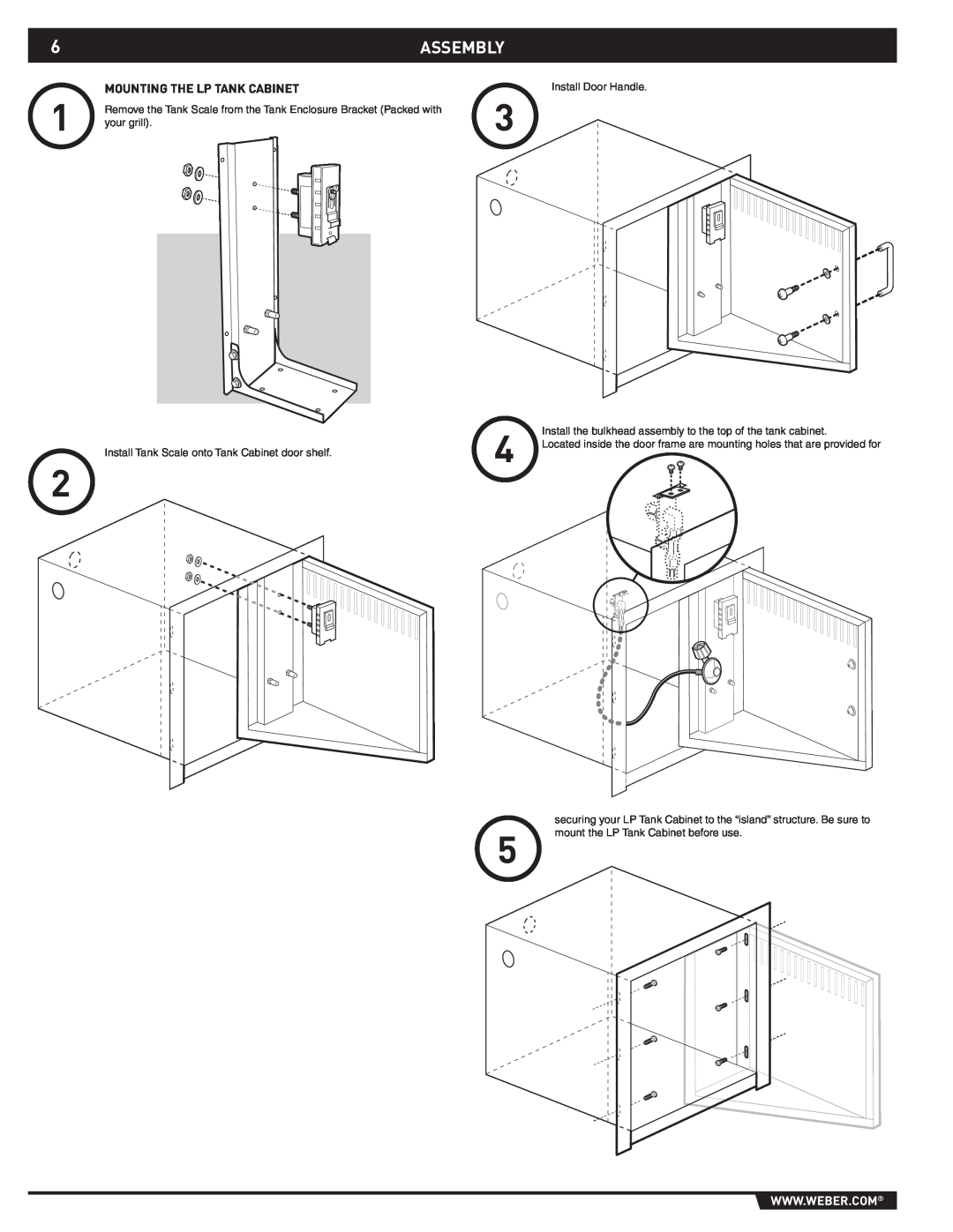 Weber 43176 manual Assembly, Mounting The Lp Tank Cabinet 