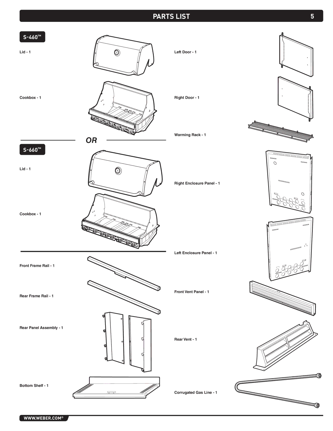 Weber 43267 manual Parts List 