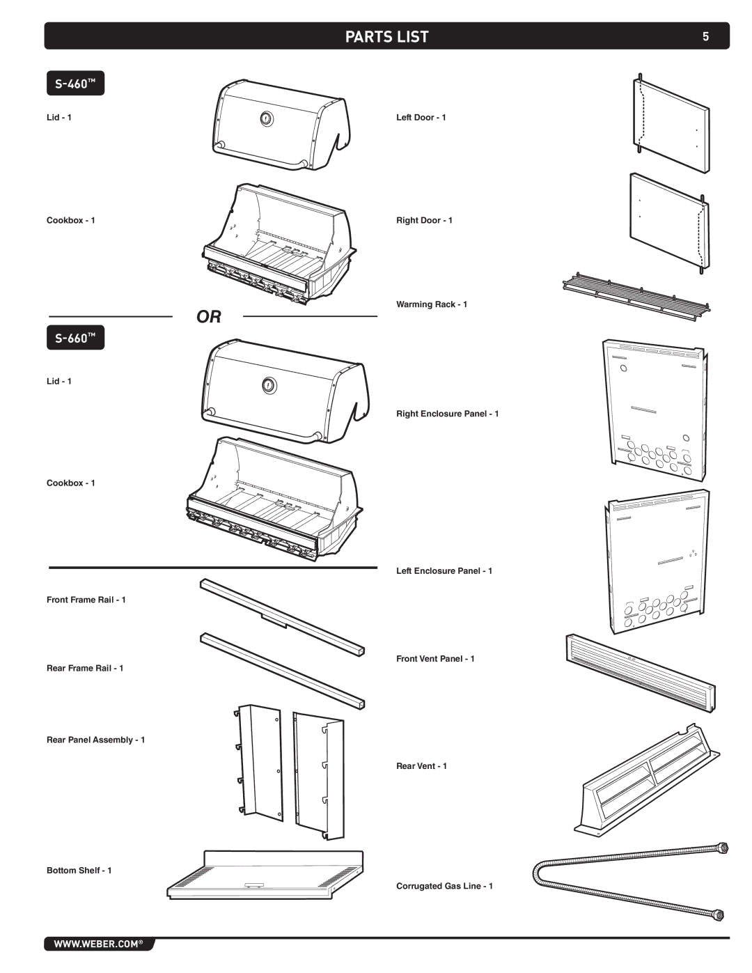 Weber 43270 manual Parts List 