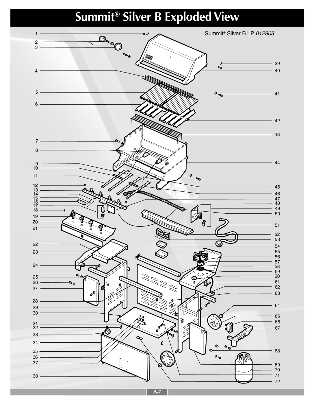 Weber 43720 manual Summit Silver B Exploded View 