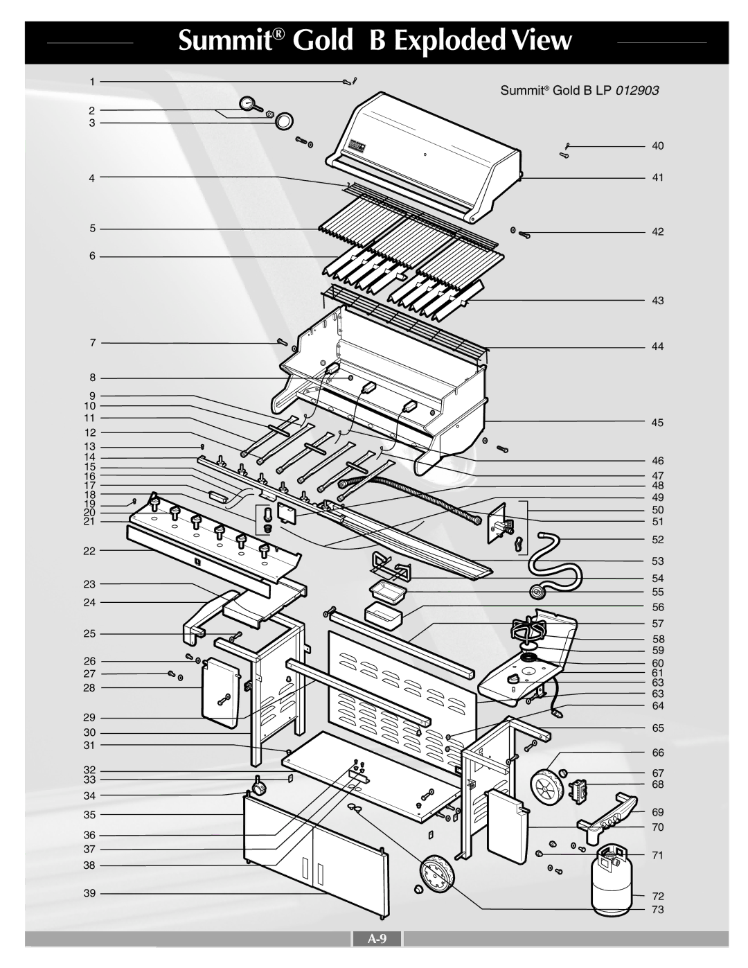 Weber 43720 manual Summit Gold B Exploded View 