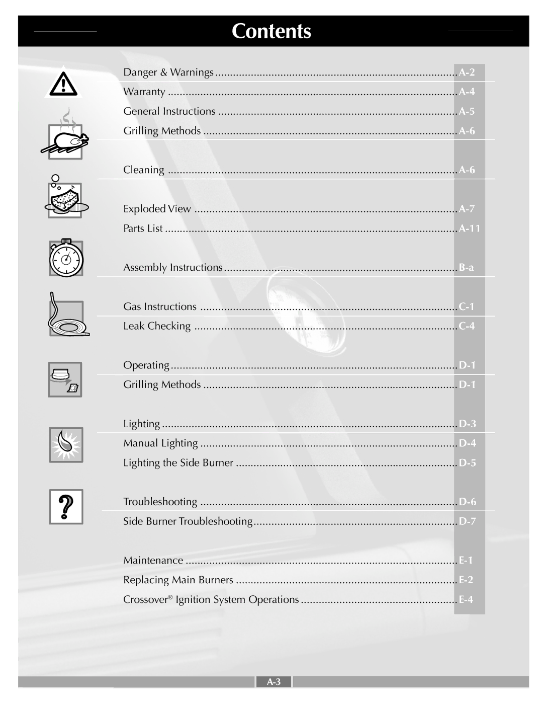 Weber 43721 manual Contents 