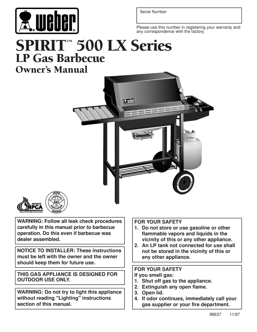 Weber owner manual Spirit 500 LX Series 