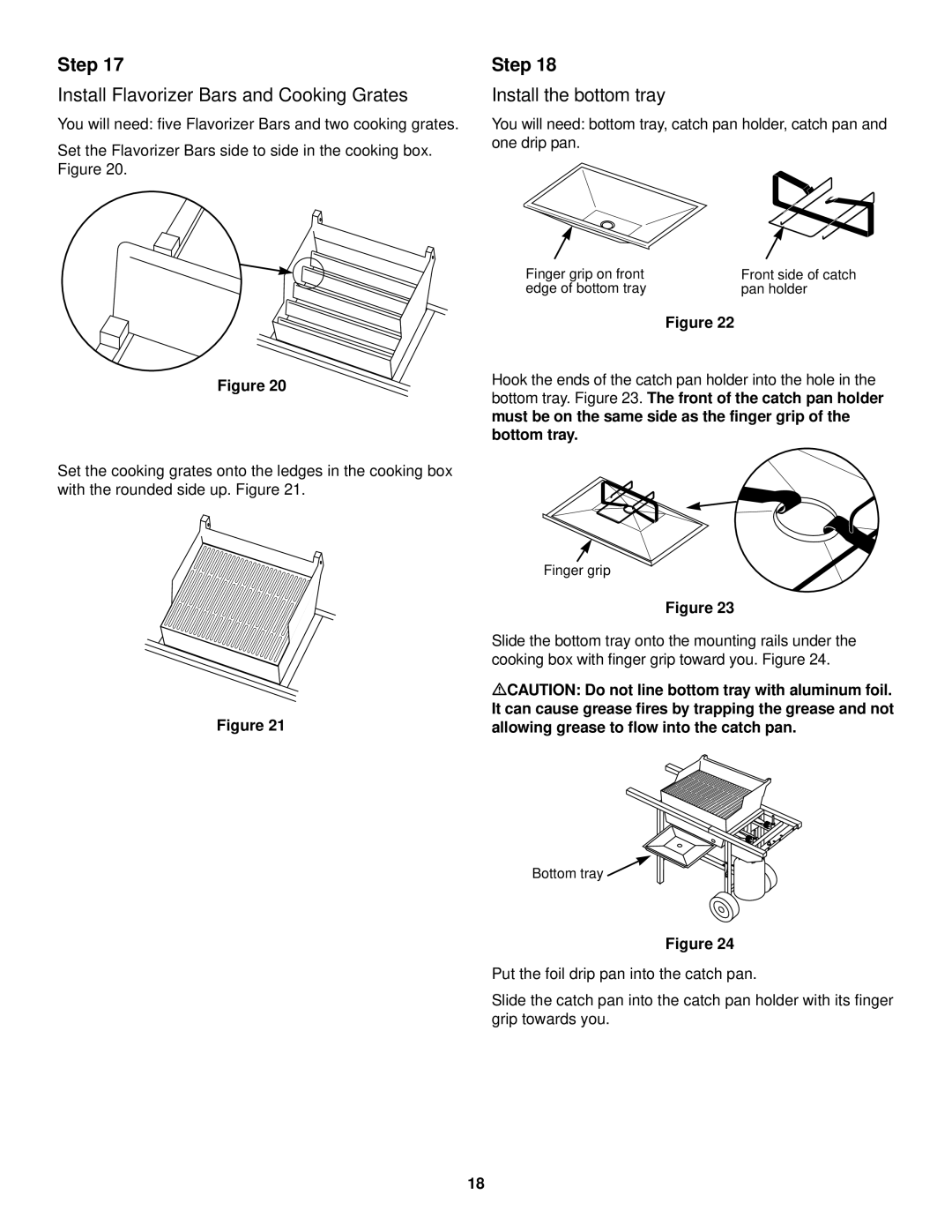 Weber 500 LX Series owner manual Install Flavorizer Bars and Cooking Grates, Install the bottom tray 