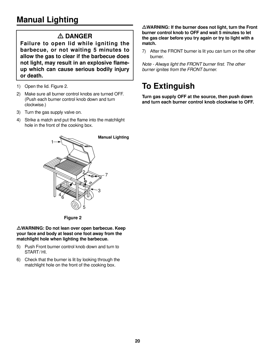 Weber 500 LX owner manual Manual Lighting 