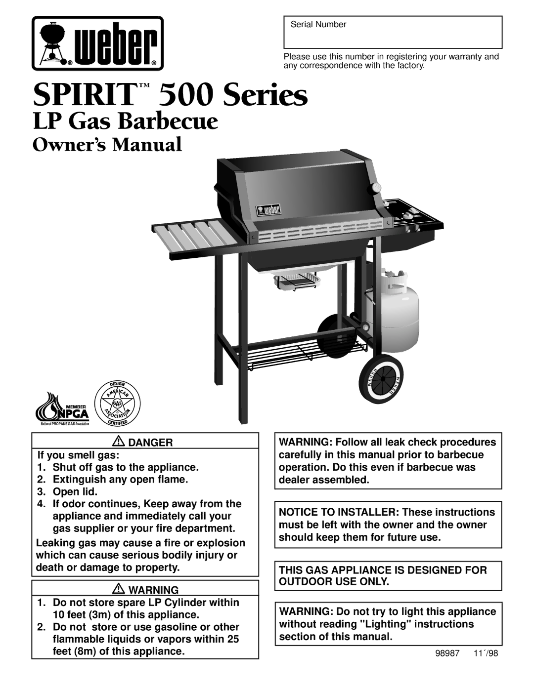 Weber owner manual Spirit 500 Series 