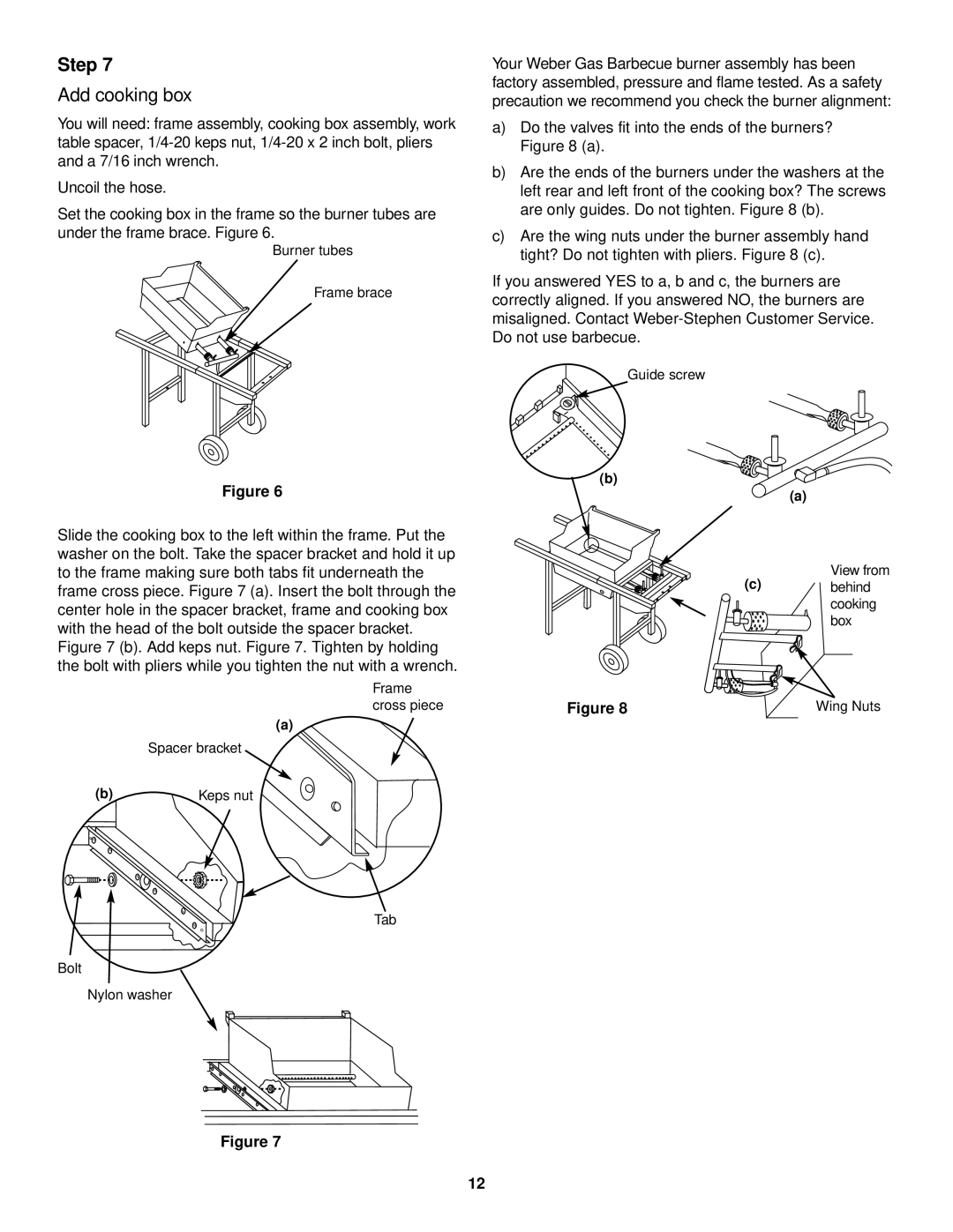 Weber 500 Series owner manual Add cooking box 