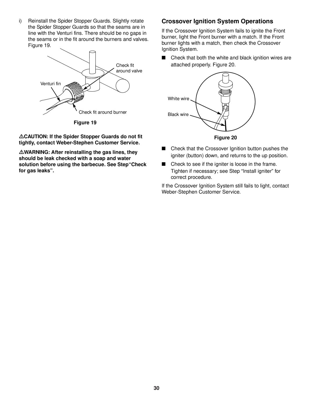 Weber 500 Series owner manual Crossover Ignition System Operations 