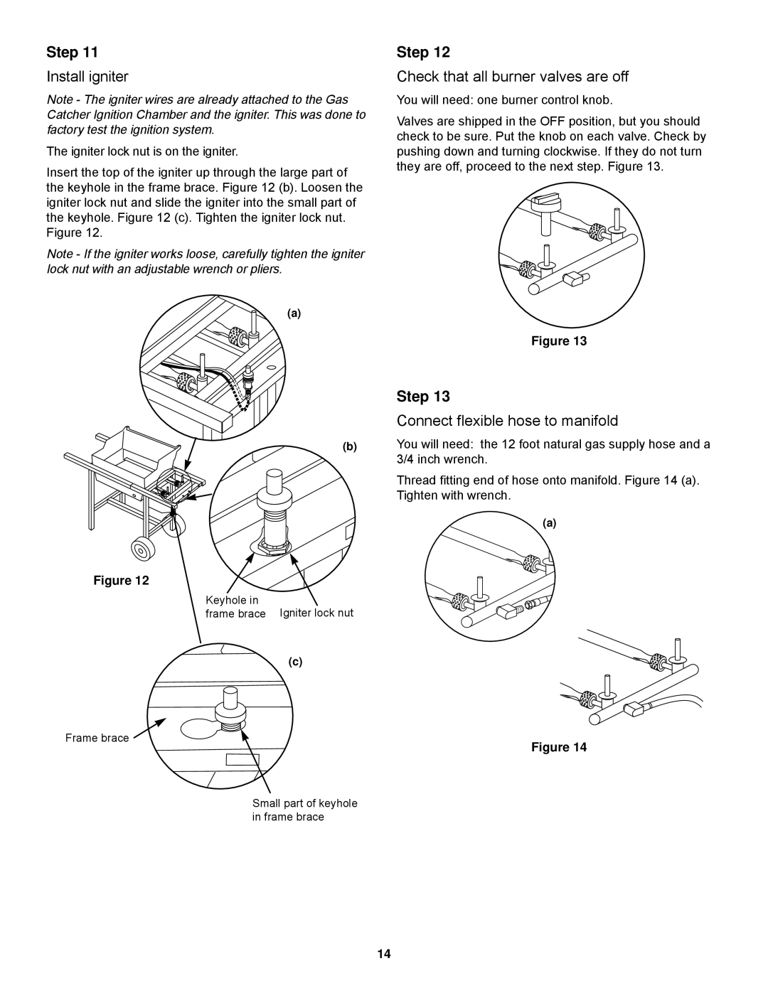 Weber 500 Series owner manual Install igniter Check that all burner valves are off, Connect flexible hose to manifold 