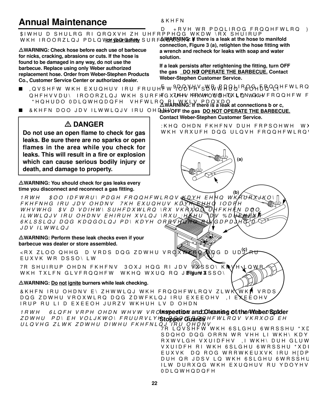 Weber 500 Series owner manual Annual Maintenance, Inspection and Cleaning of the Weber Spider Stopper Guards 