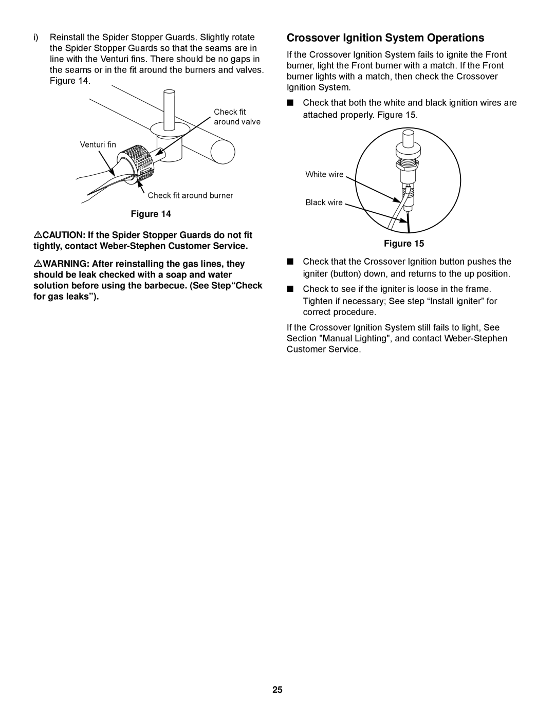 Weber 500 Series owner manual Crossover Ignition System Operations 