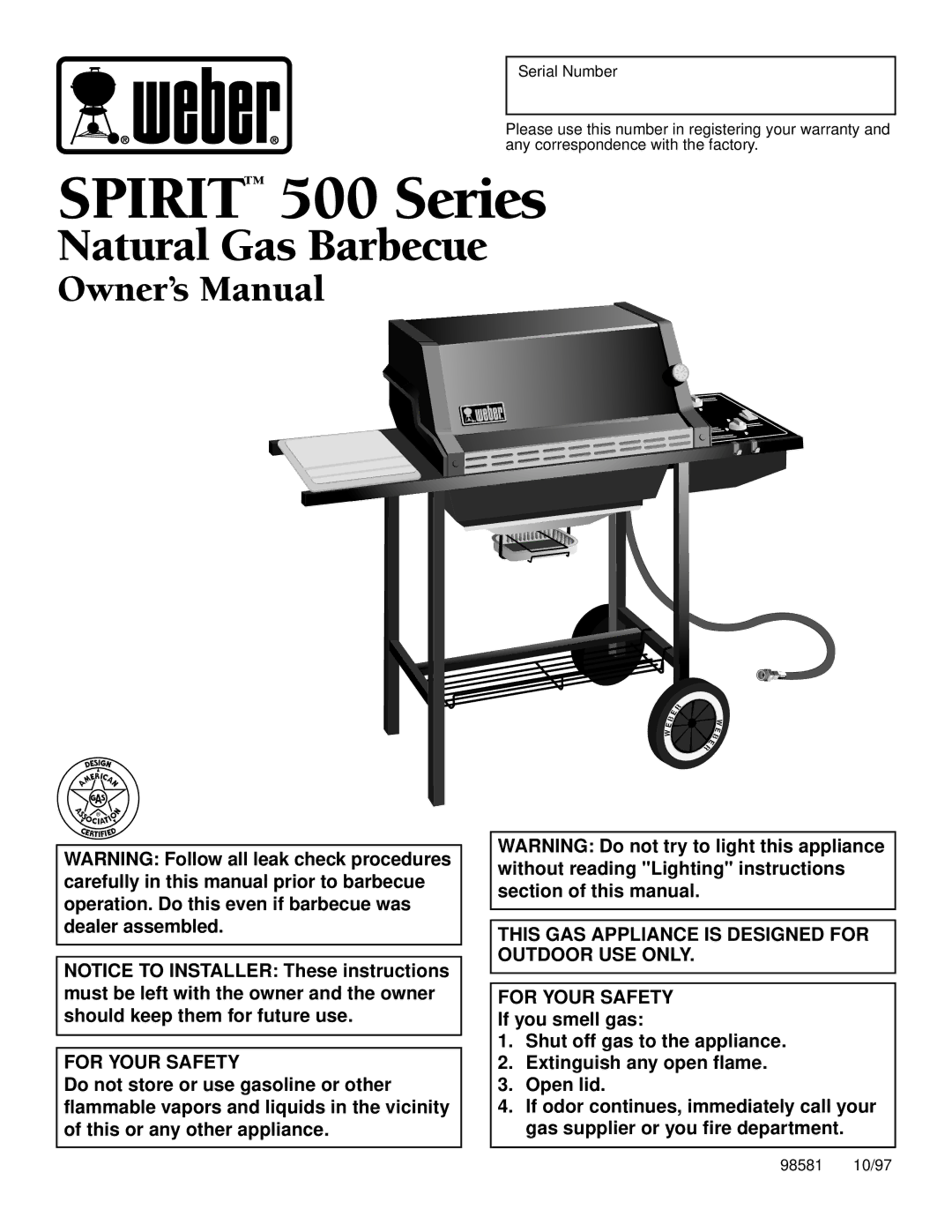 Weber owner manual Spirit 500 Series 