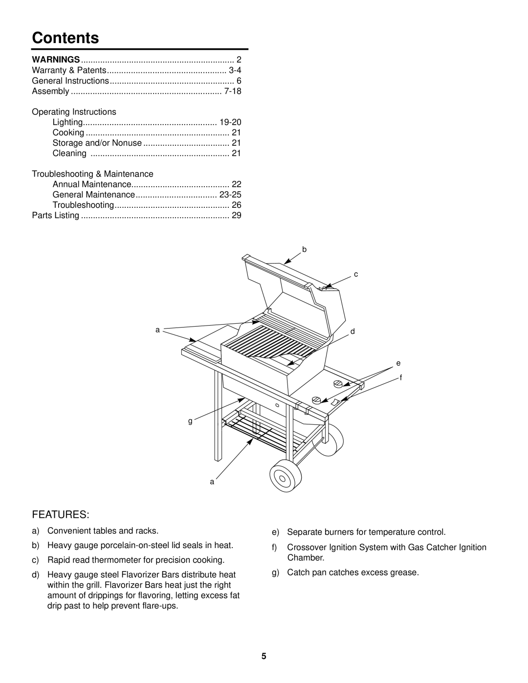 Weber 500 owner manual Contents 