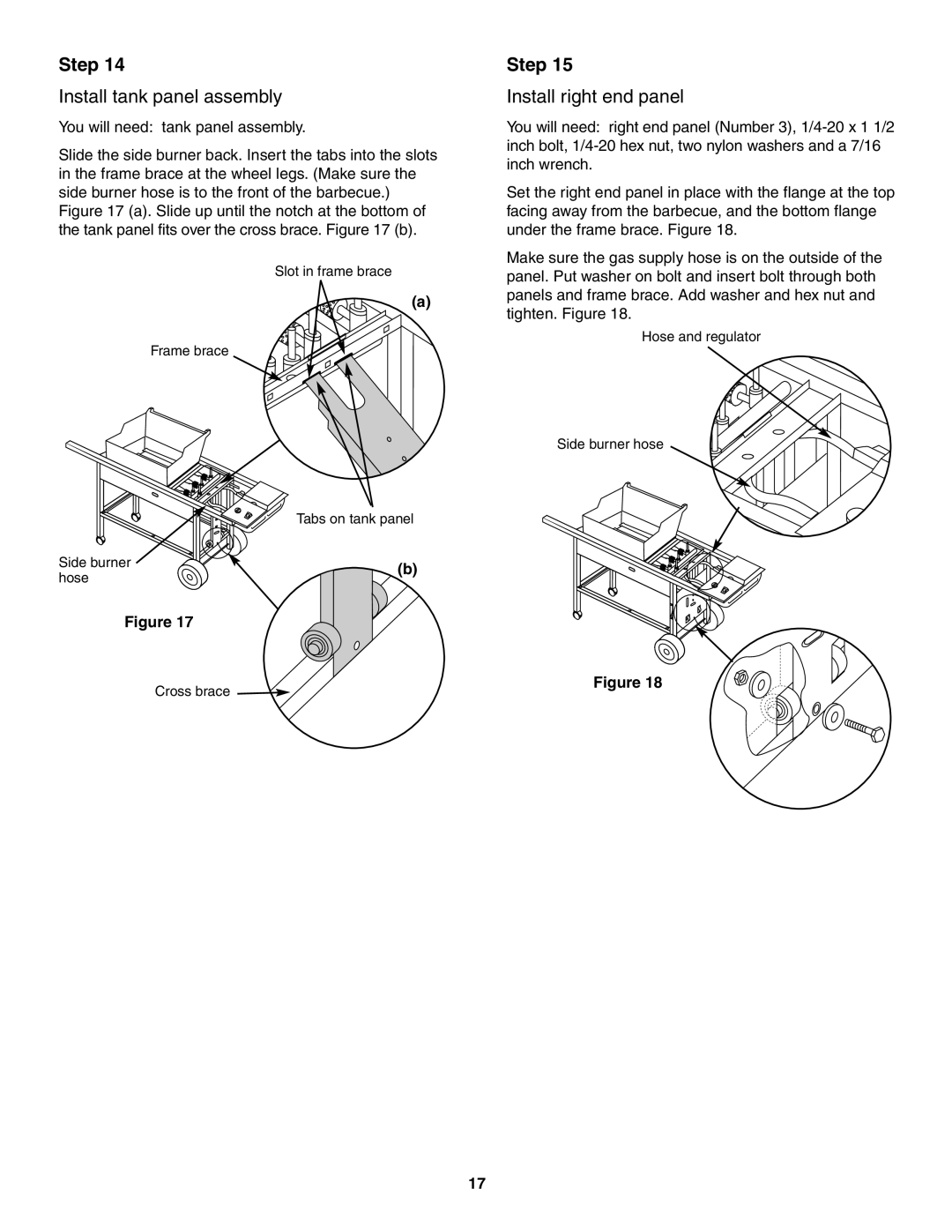 Weber 5000 Series owner manual Install tank panel assembly, Install right end panel 