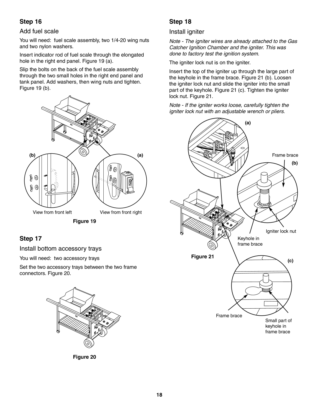 Weber 5000 Series owner manual Add fuel scale, Install bottom accessory trays, Install igniter 