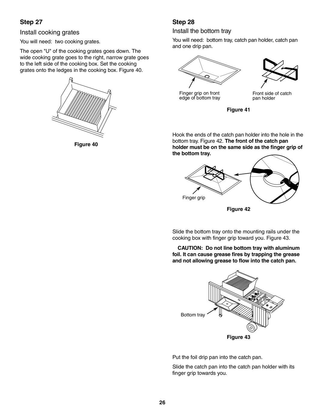 Weber 5000 Series owner manual Install cooking grates, Install the bottom tray 