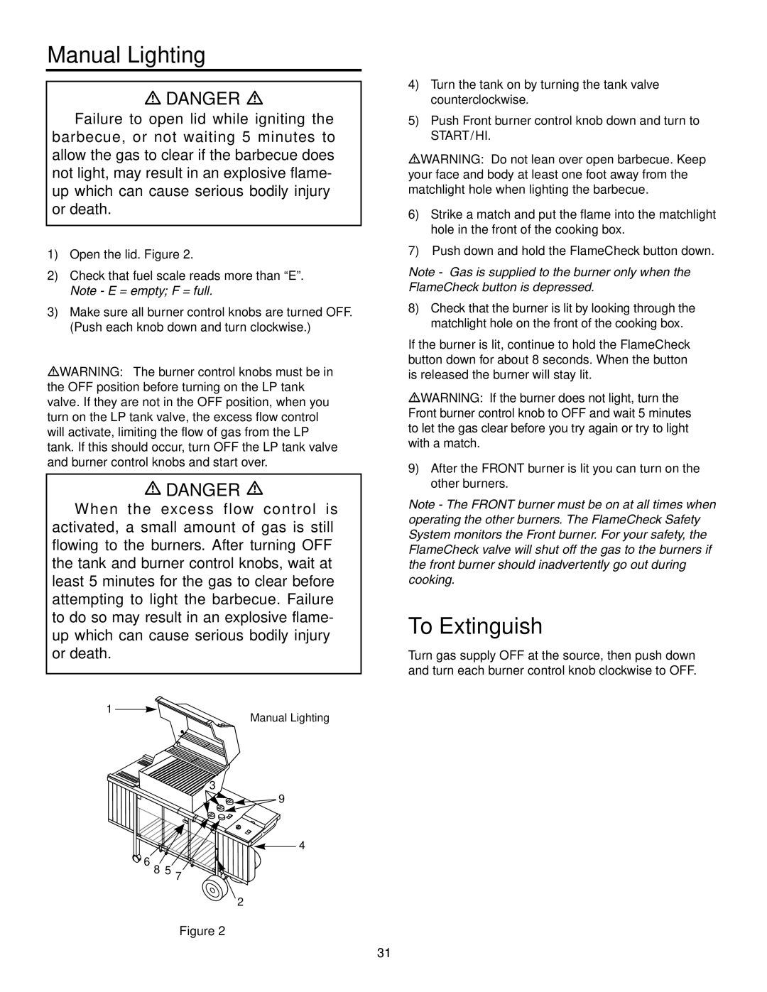 Weber 5000 Series owner manual Manual Lighting 