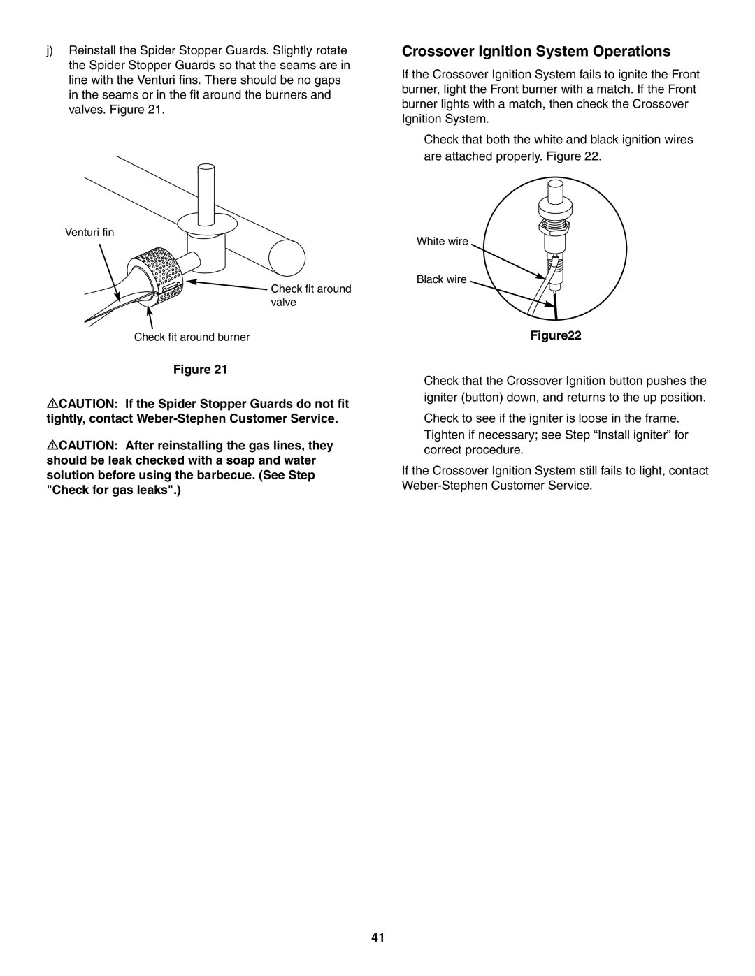 Weber 5000 Series owner manual Crossover Ignition System Operations 