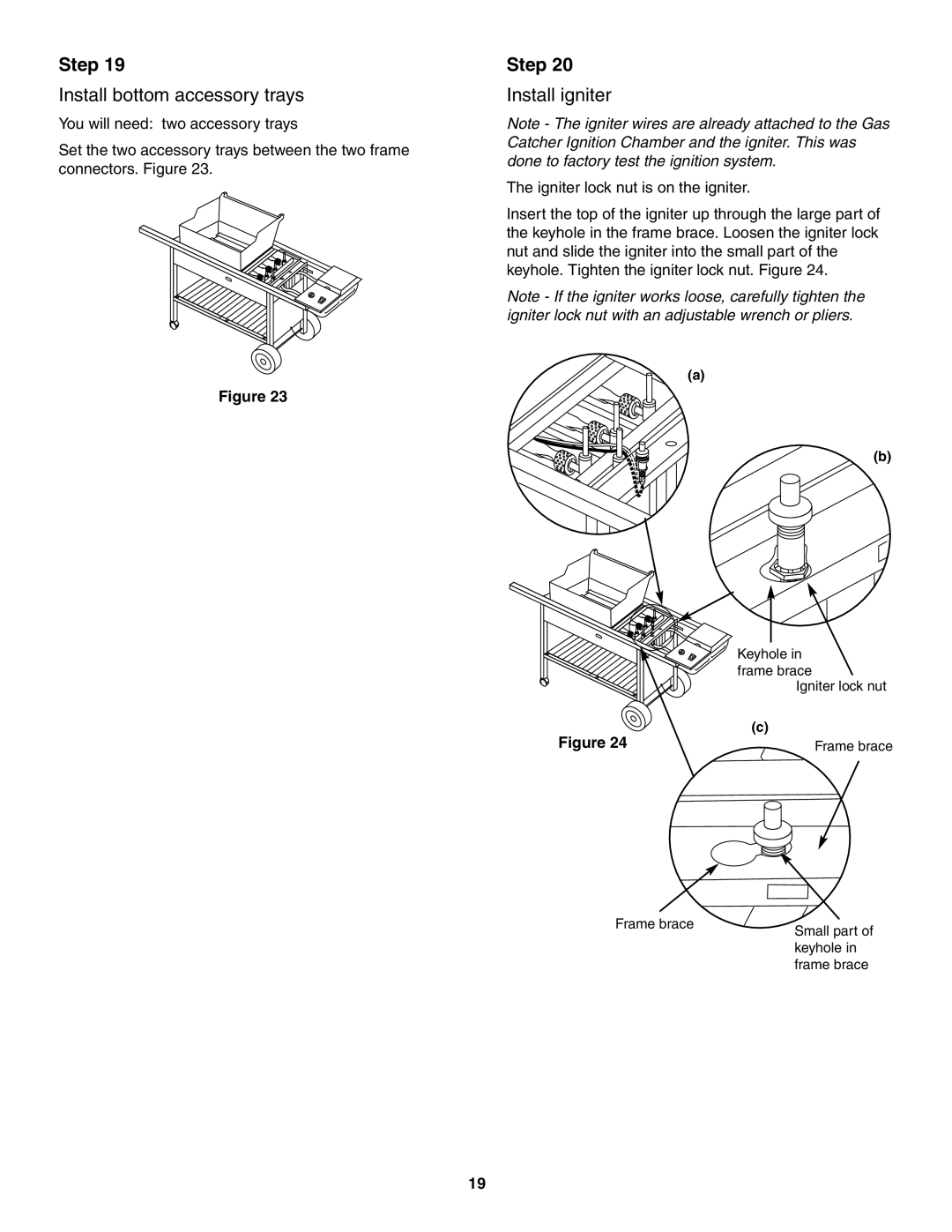 Weber 5000 owner manual Install bottom accessory trays, Install igniter 