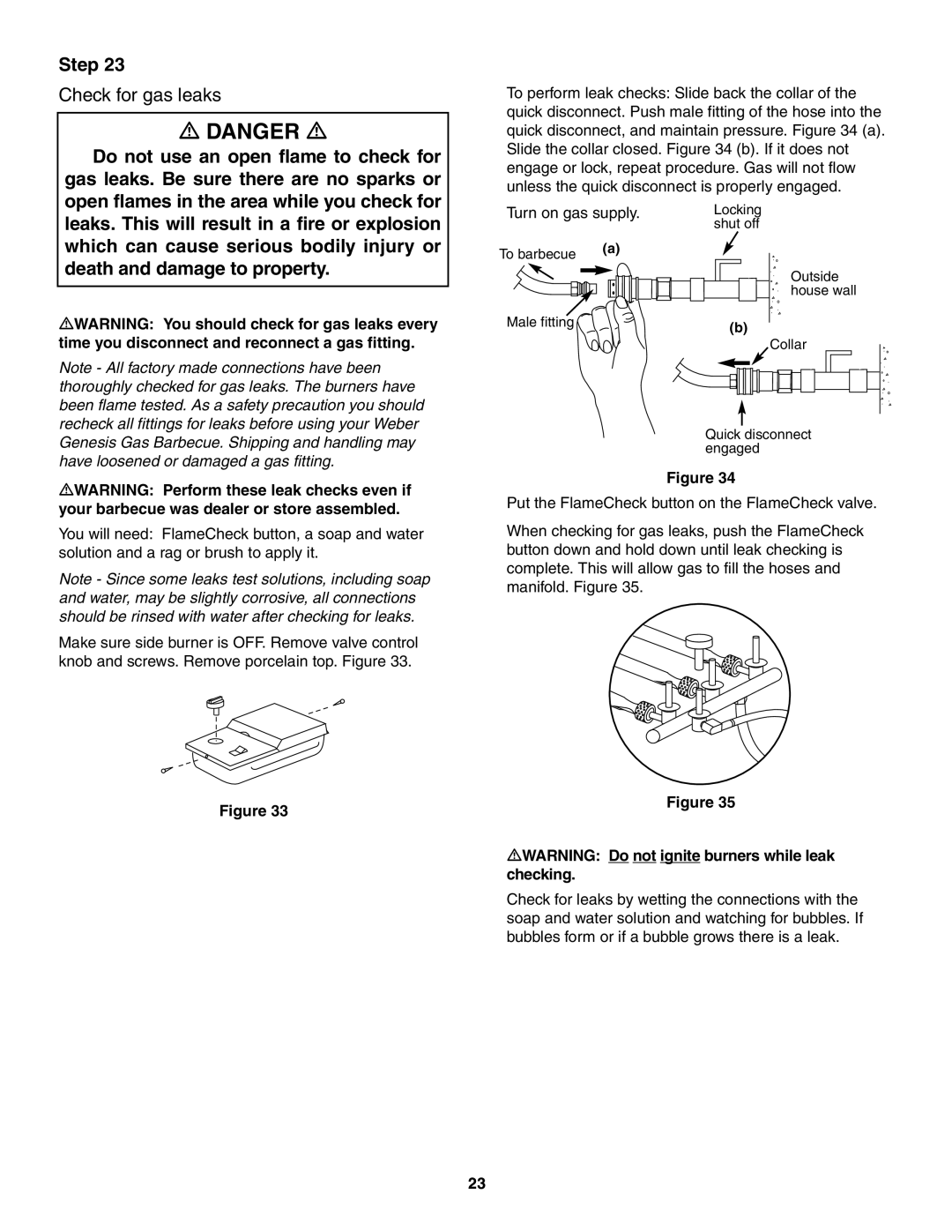 Weber 5000 owner manual Check for gas leaks 