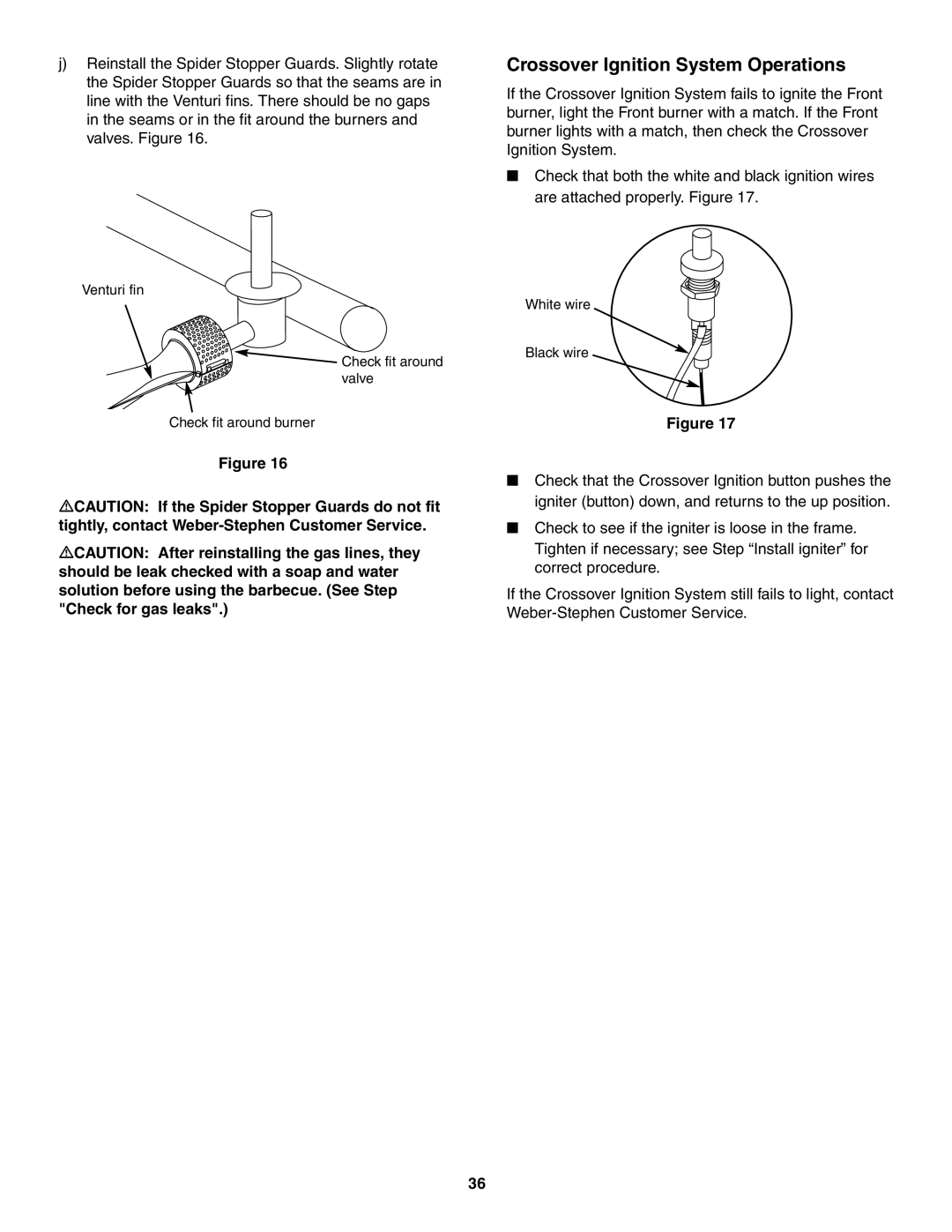 Weber 5000 owner manual Crossover Ignition System Operations 