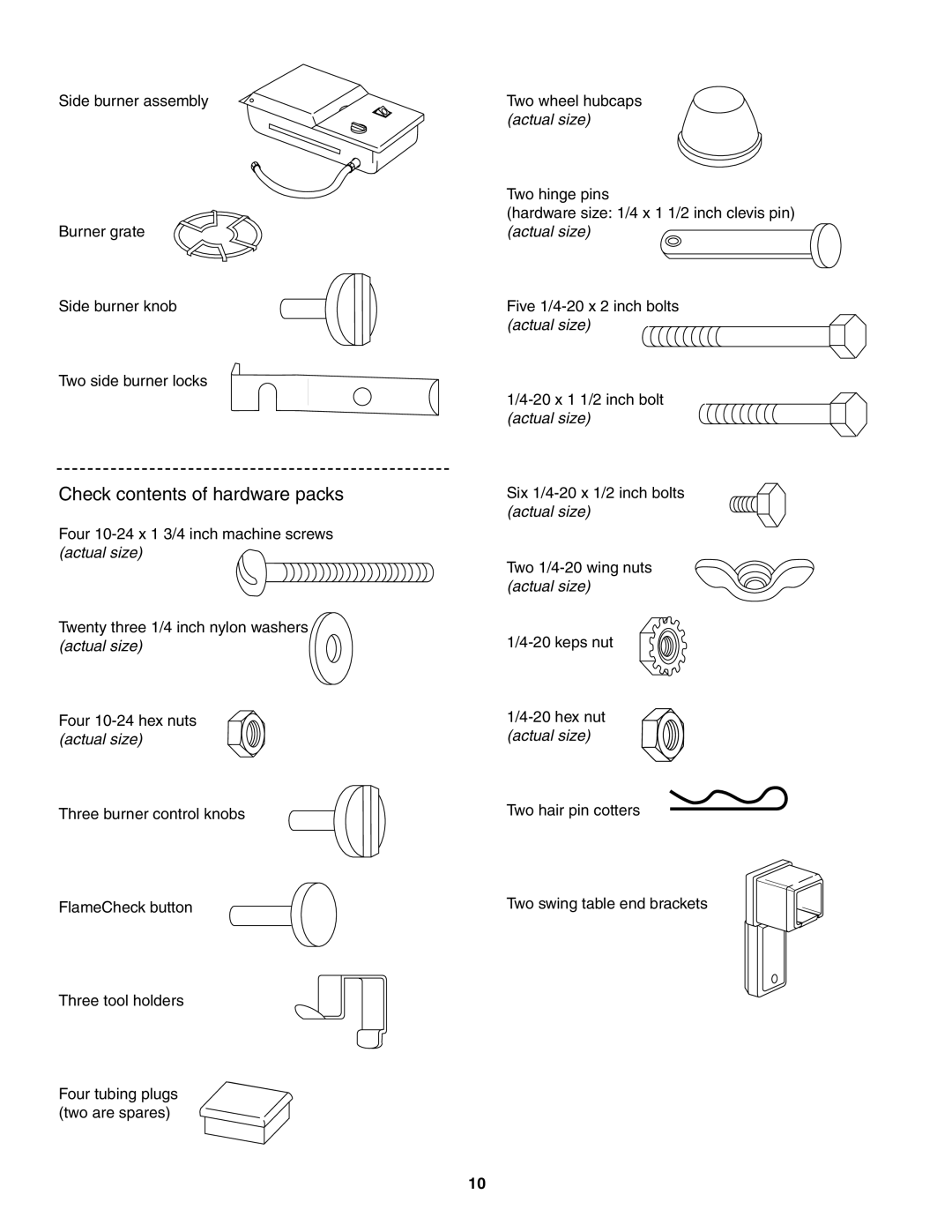 Weber 5000 owner manual Check contents of hardware packs 